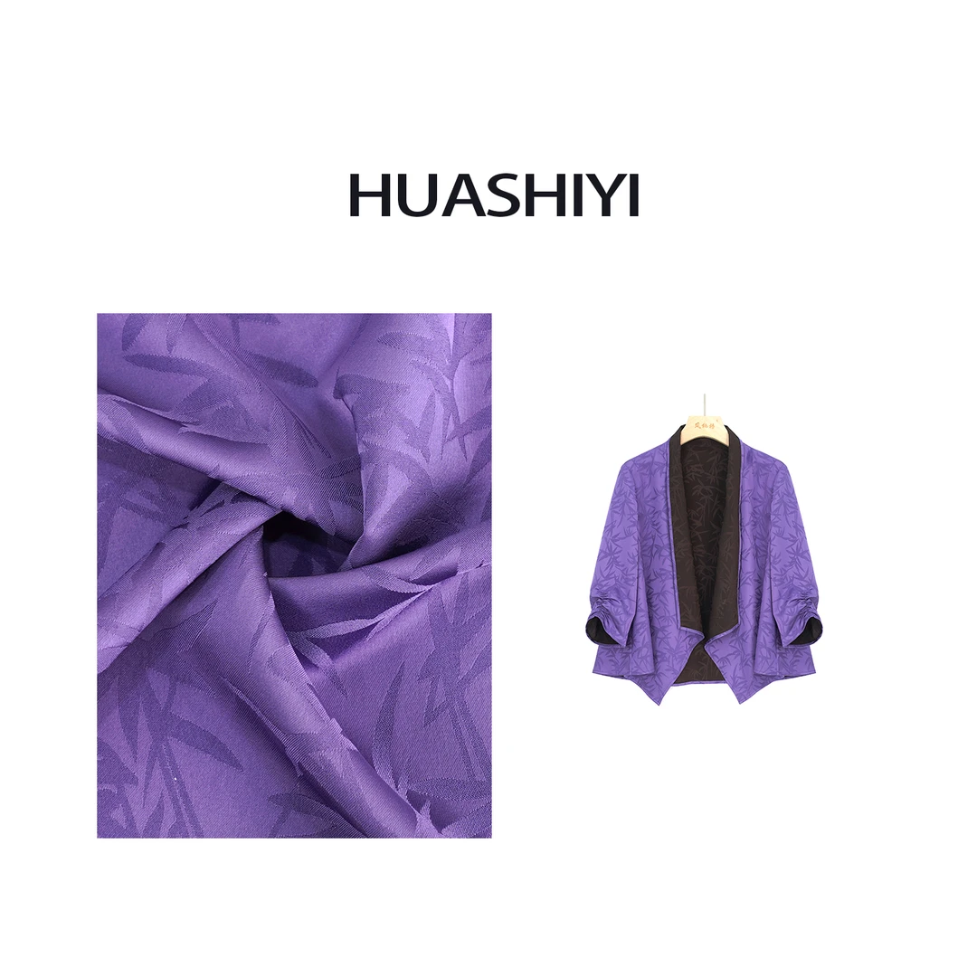 新款春夏女紫色宽松休闲上衣五分袖印花短外套FB24012305