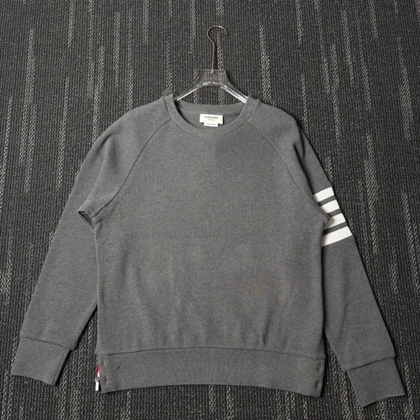 99新 THOMBROWNE 经典四条纹灰色套头卫衣/尺码3码