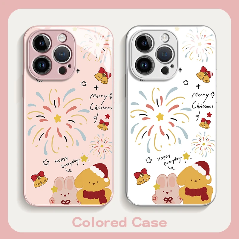 烟花动物适用iPhone15promax苹果16高颜值14手机壳13玻璃壳12全包