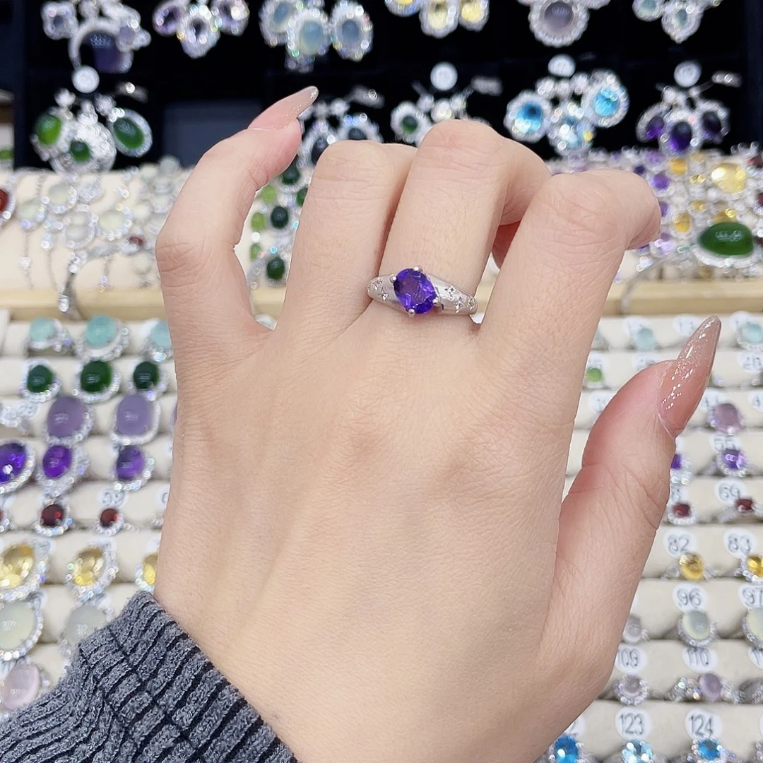 紫晶戒指银S925镶嵌