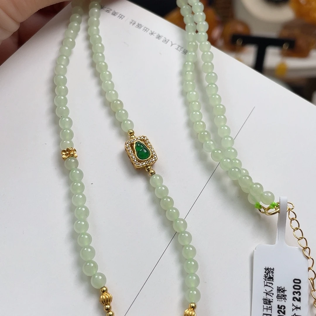 银S925镶嵌和田玉珠宝奇石万能链 卡4