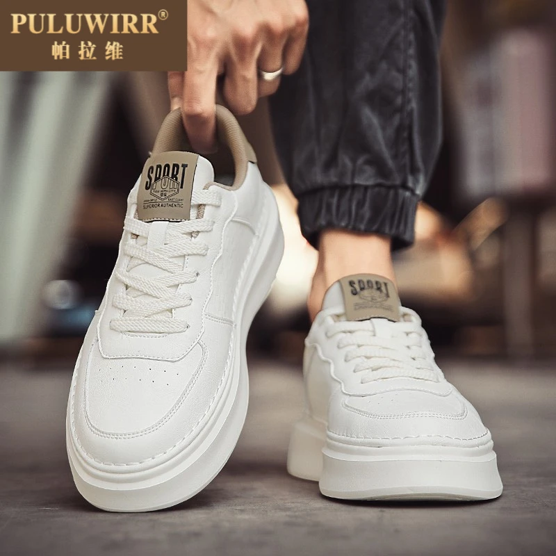 男鞋夏季透气潮流百搭工作休闲板鞋男士厚底增高防滑运动小白潮鞋