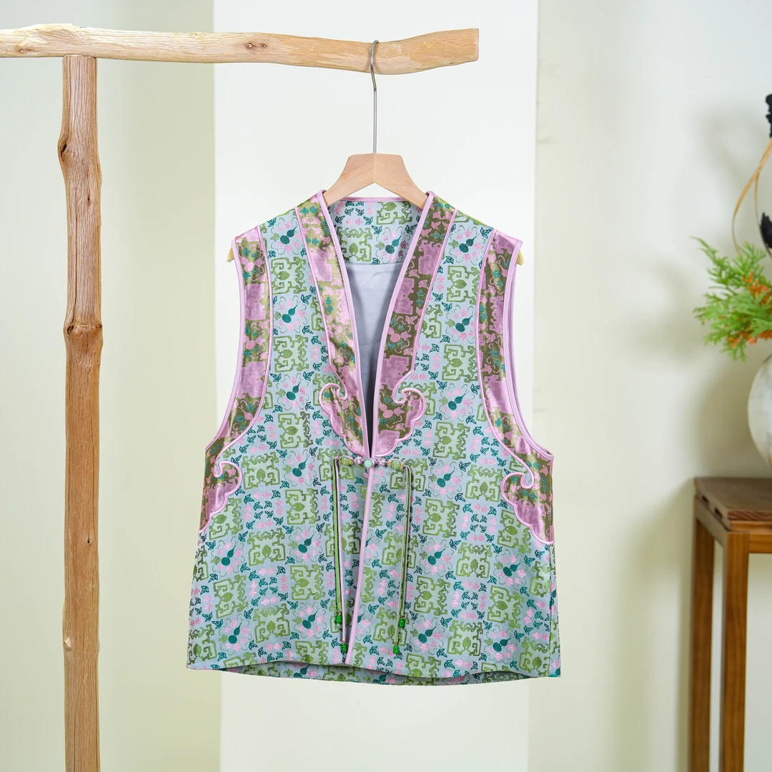 【2月上新日】100桑蚕丝宋锦中式V领时尚 新中式外套·24M0343