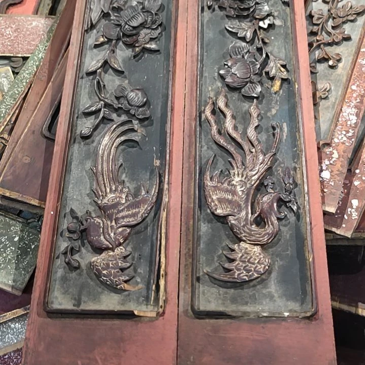 香榧木毕**刀老木雕老花板一对