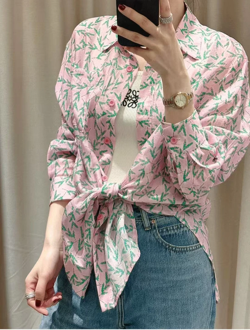 早春夏季新款高级设计感漂亮穿搭碎花长袖衬衫1070