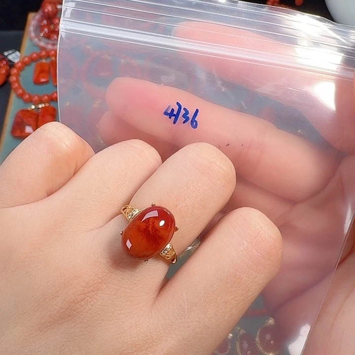 南红玛瑙银S925镶嵌戒指