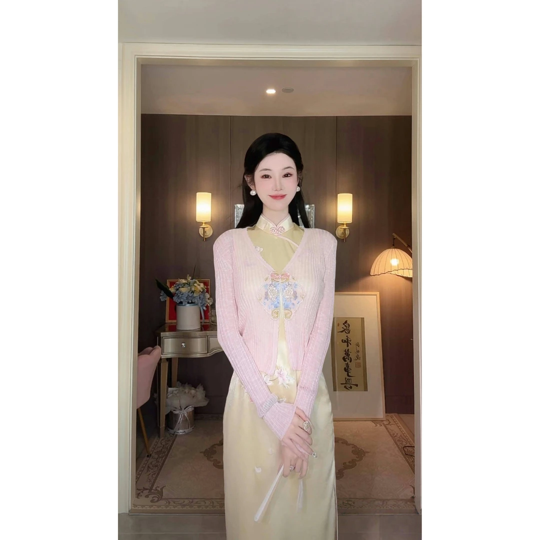 【雅乔定制】新中式重工绣花短款修身针织小开衫外搭DYJJ-23120139