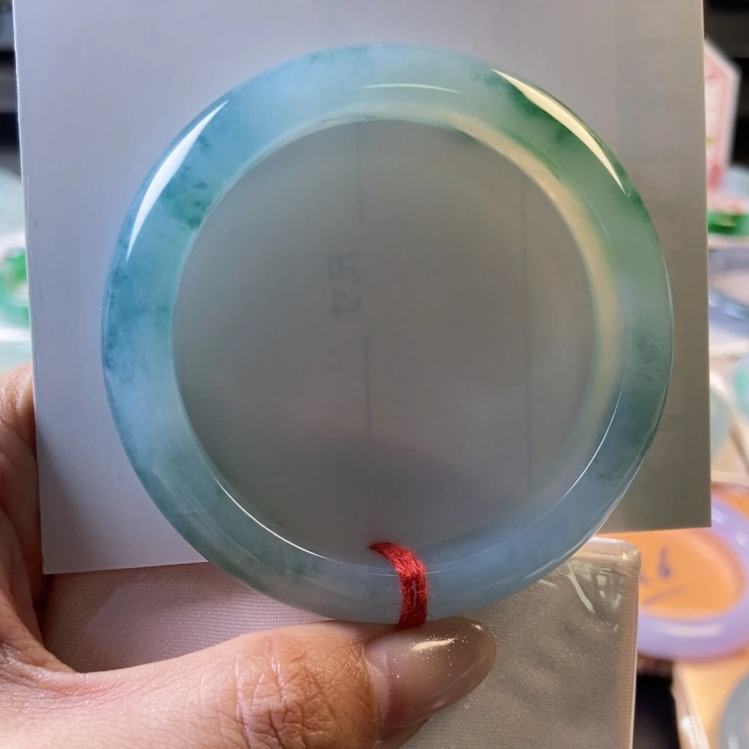 翡翠未镶嵌手镯1双花双色
