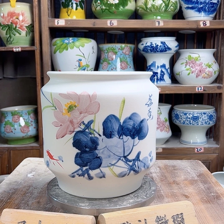 陶瓷电饭煲青花荷花款新款陶瓷陶瓷陶瓷