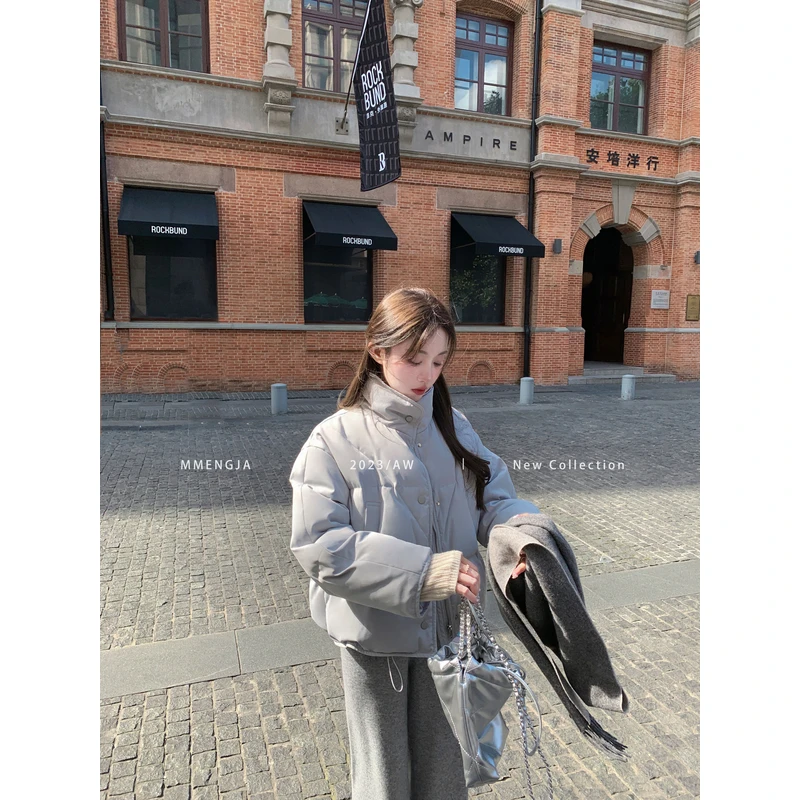 萌萌Ja」 浮冰蓝短款羽绒服女冬季小众软乎乎甜美可爱高端面包服