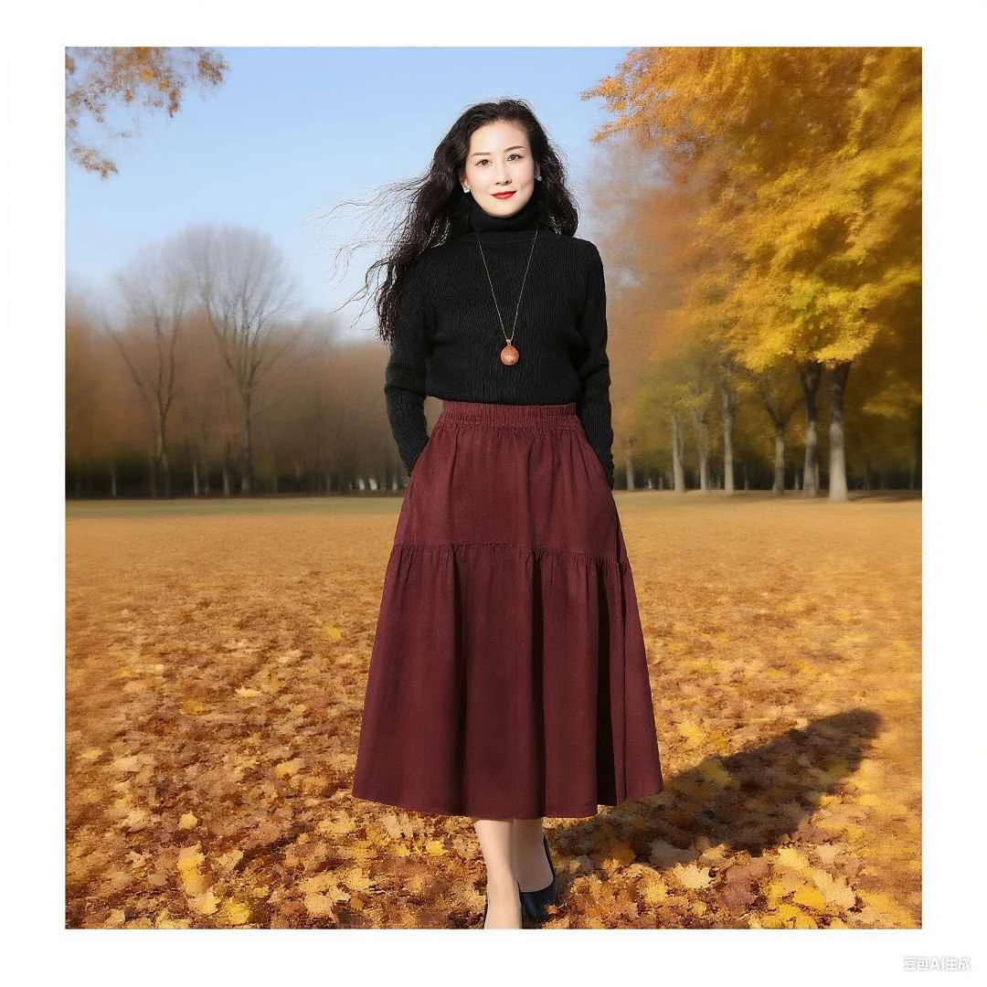 中长款伞裙大摆裙a字半身裙女秋2025新款垂感百褶裙遮胯显瘦裙子