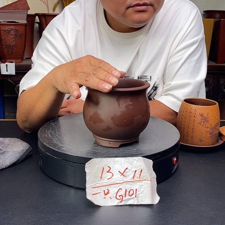 紫砂花盆货号一只G101