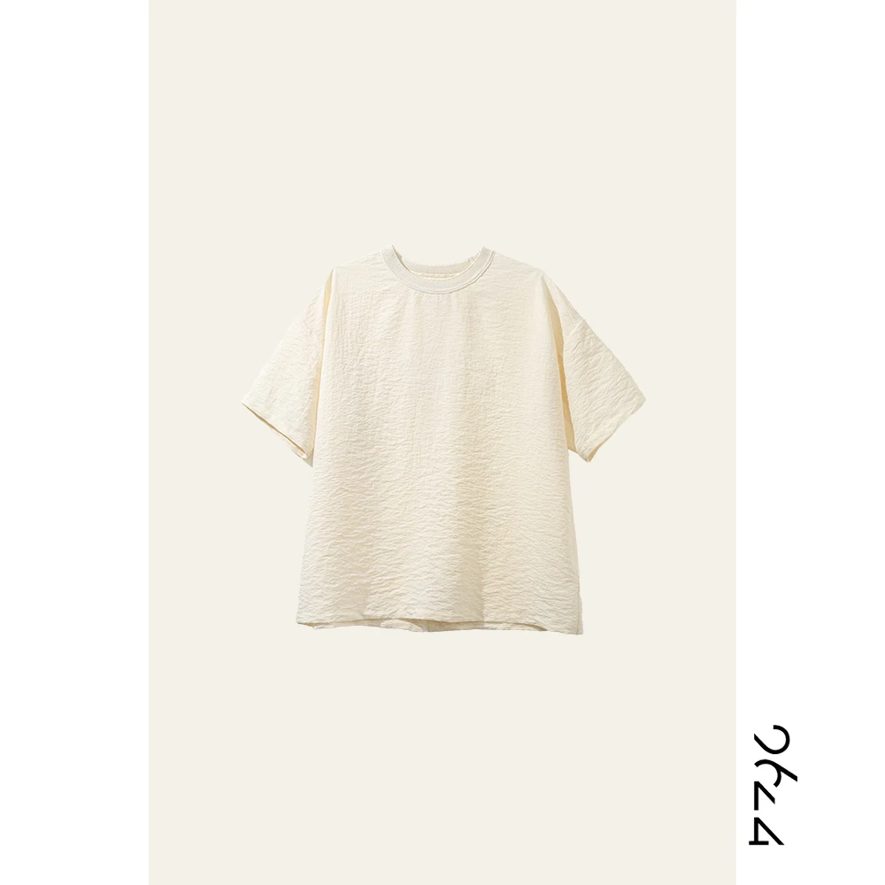 【鸳鸯茶】Drysilk6A桑蚕丝干丝肌理感抗皱可机洗宽松短袖T恤91129