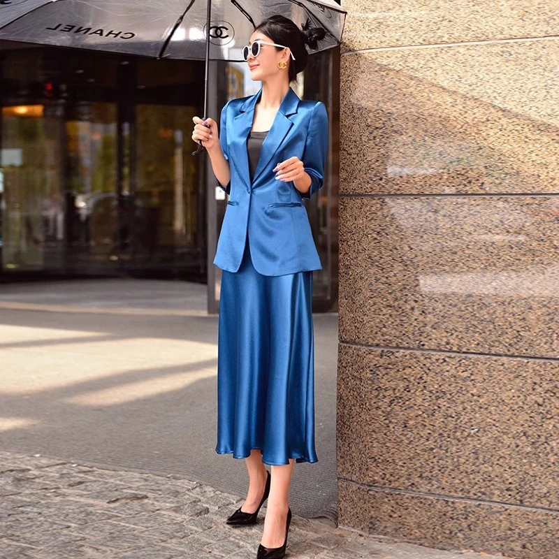 七分袖夏季职业女裙套装休闲气质A字裙薄款时尚长袖修身867