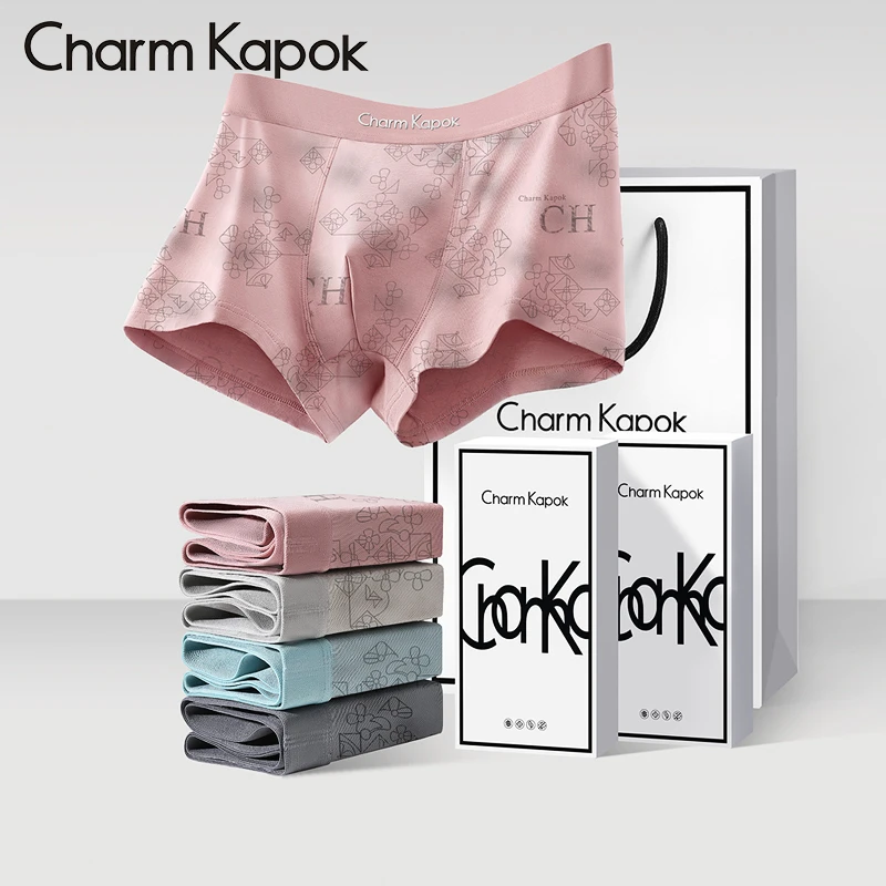 Charm Kapok男士内裤10A抗菌纯棉四角裤无痕大码运动平角裤礼盒装