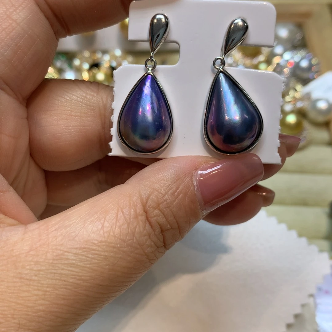 拼合珍珠（马贝珠）耳饰银S925镶嵌