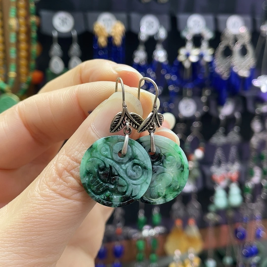 翡翠银S925镶嵌耳饰881hnhh