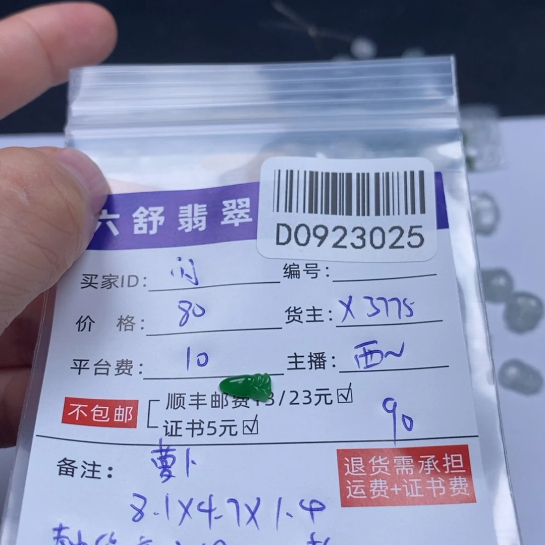闪***闪未镶嵌挂件翡翠D0923025
