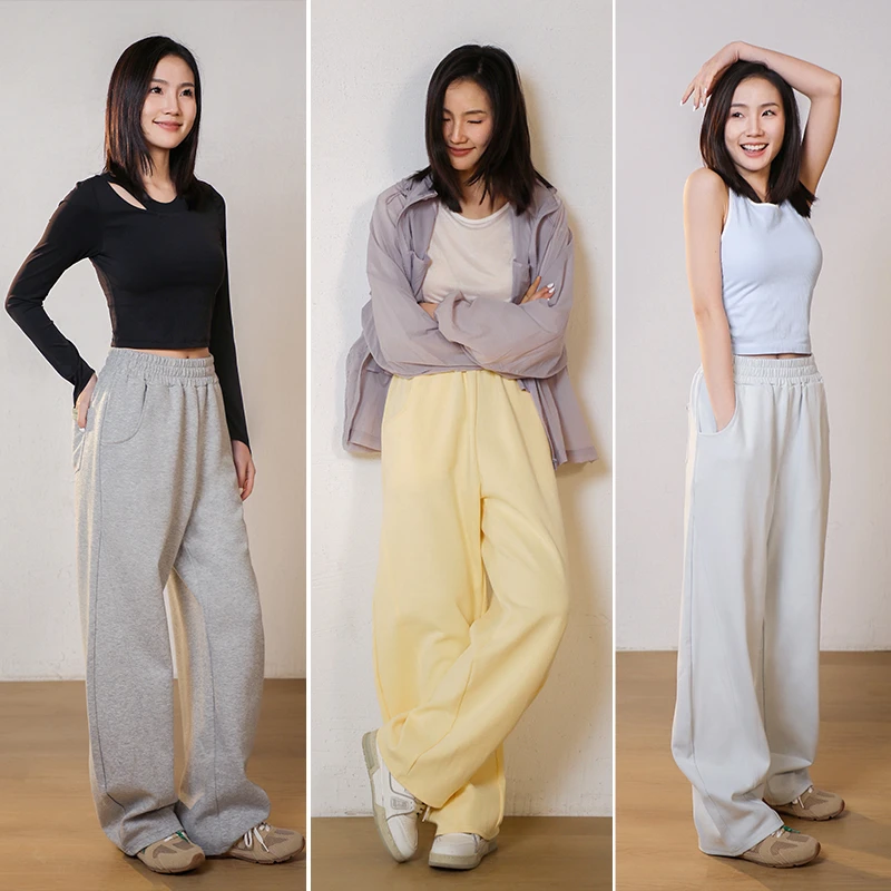 LRECNAVA芮柯纳未早春330g棉感廓形运动休闲显瘦宽松香蕉裤运动裤