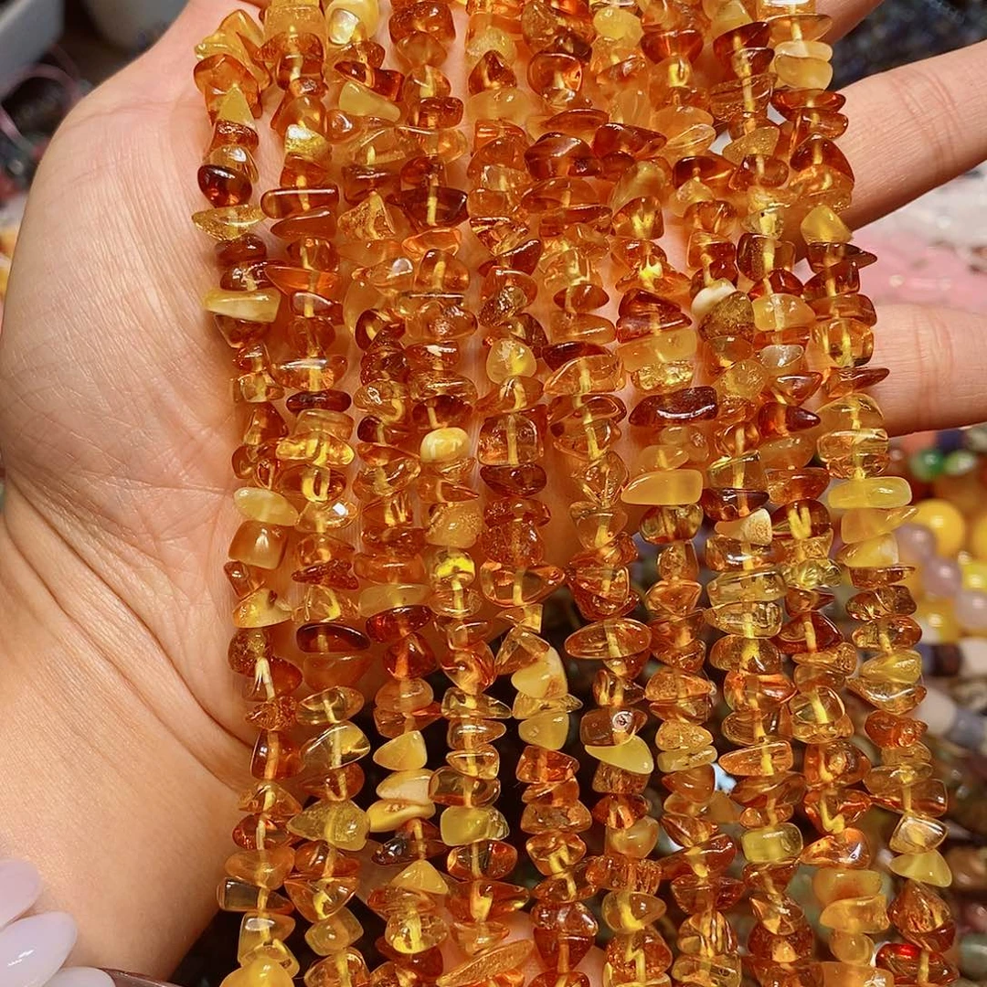 玛瑙/玉髓散珠天然蜜蜡琥珀一条