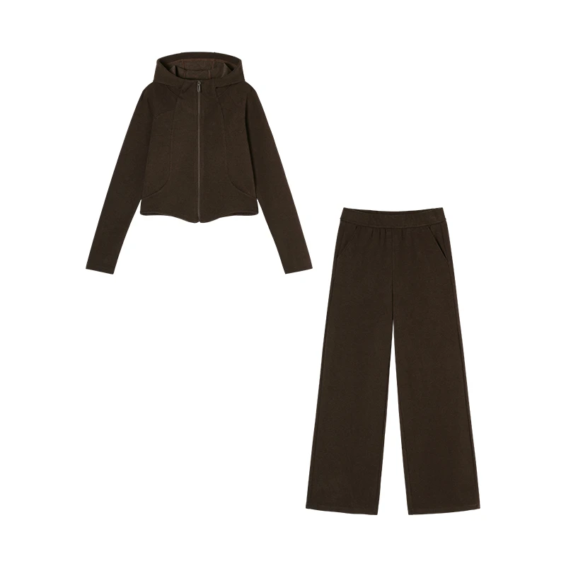 新款立领连帽修身上衣阔腿裤休闲套装 81052-8802