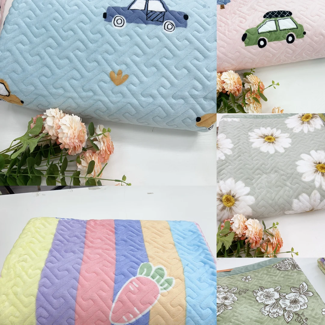 加厚牛奶绒高克重床盖（不挑花型）尺寸2X2.3米夹棉绗缝多柔软舒适