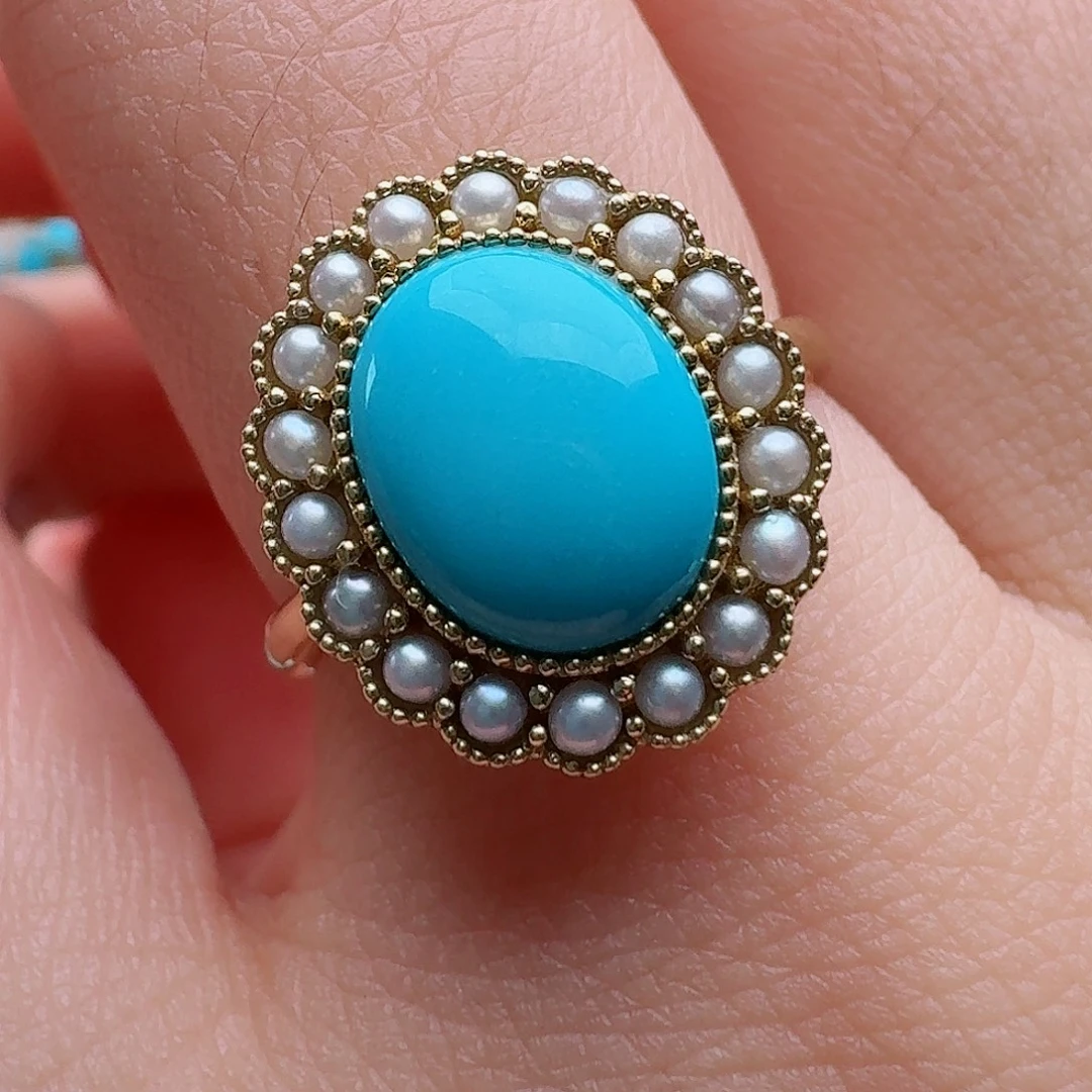 绿松石18K金镶嵌戒指