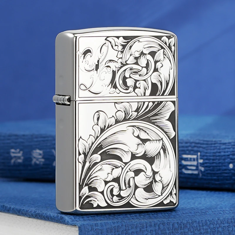 ZORRO白铜黑漆唐草煤油防风打火机 男女生日礼物七夕情人节礼品