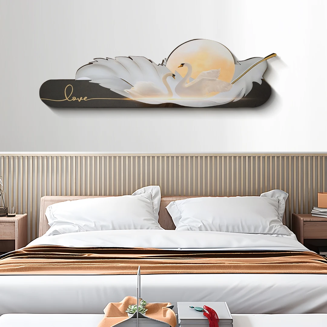 创意轻奢风天鹅装饰画客厅沙发背景墙卧室床头玄关挂画天鹅40150