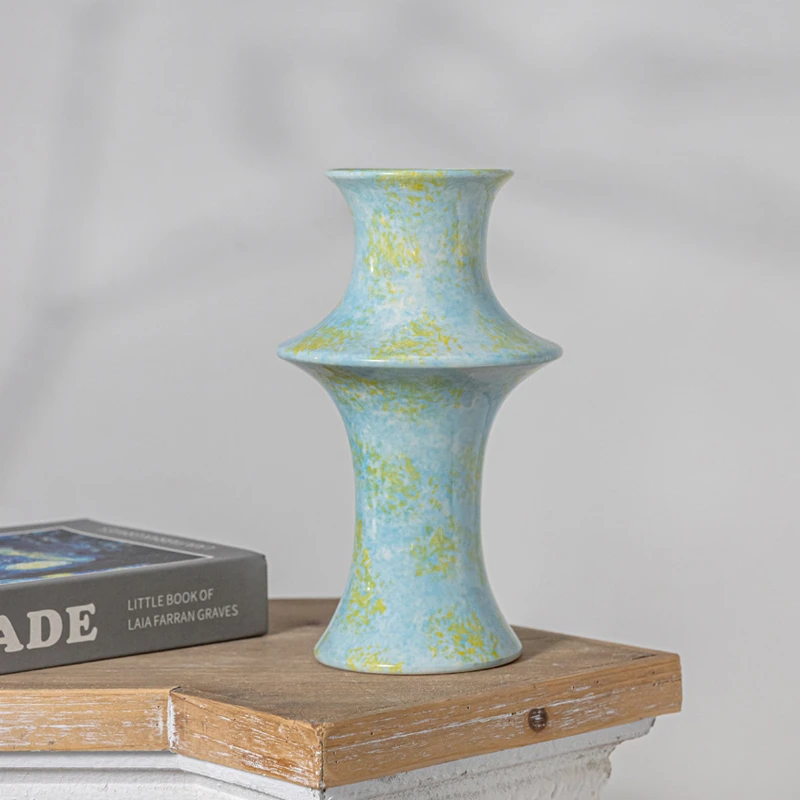 景德镇陶瓷花瓶异型长飞碟瓶中式摆件装饰品水养鲜花智能插花瓶