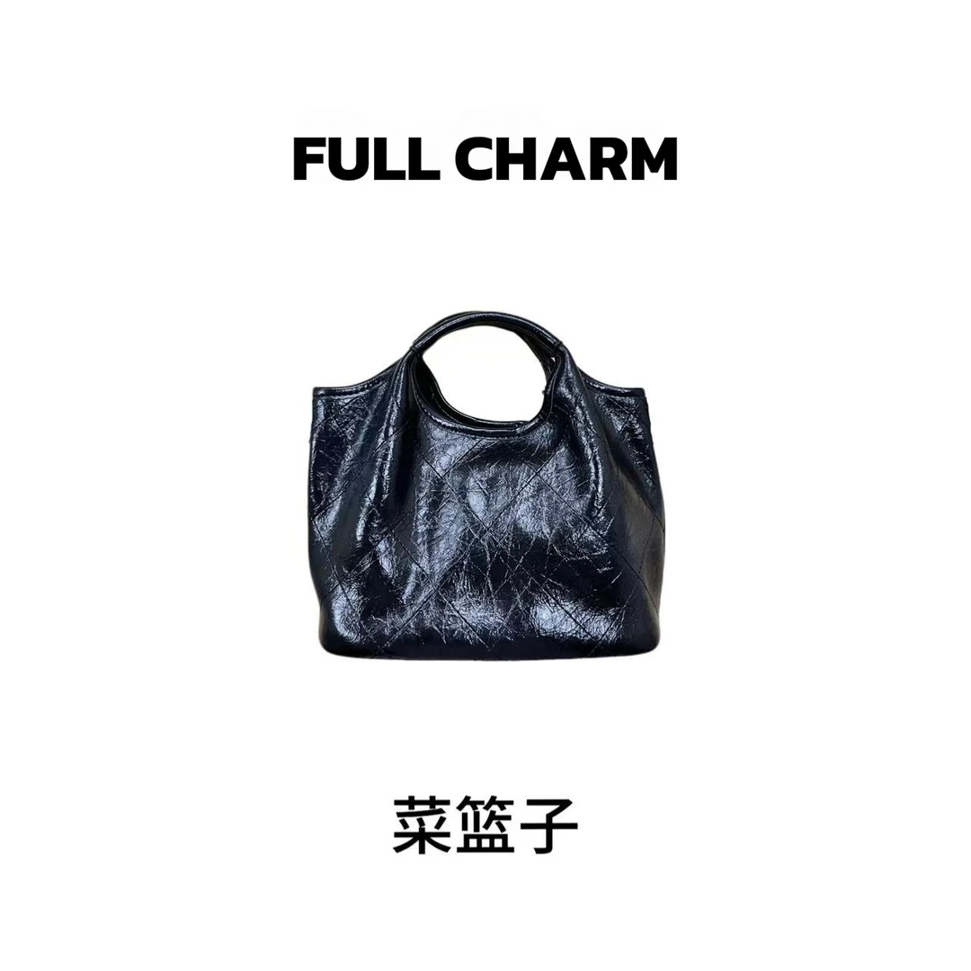 【E883】FULL CHARM-Y菜篮子黑-新款多功能斜挎包百搭单肩包