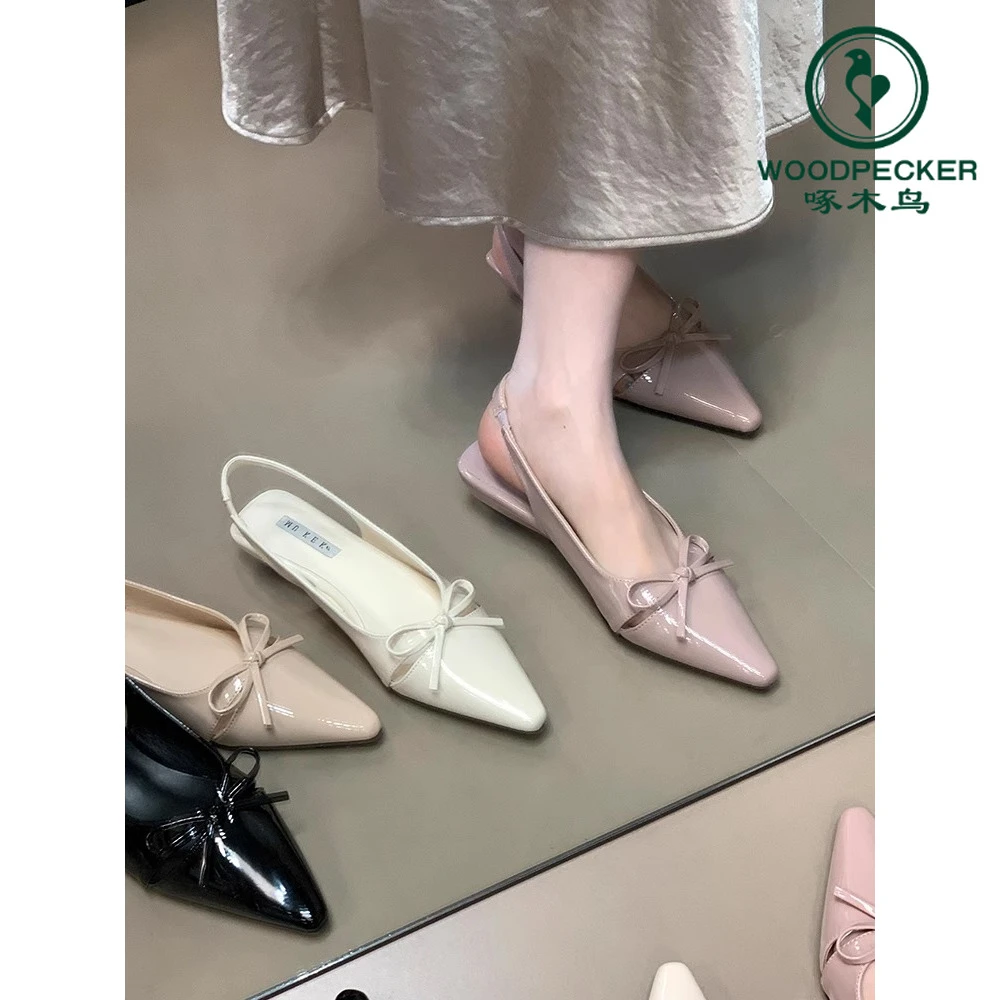 啄木鸟蝴蝶结包头凉鞋女2025新款夏季小众设计感百搭通勤约会女鞋