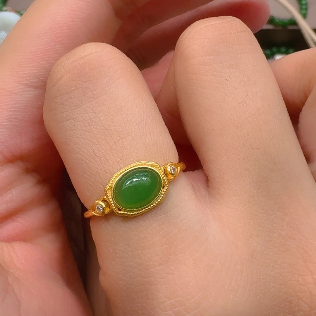 和田玉（碧玉）银S925镶嵌戒指