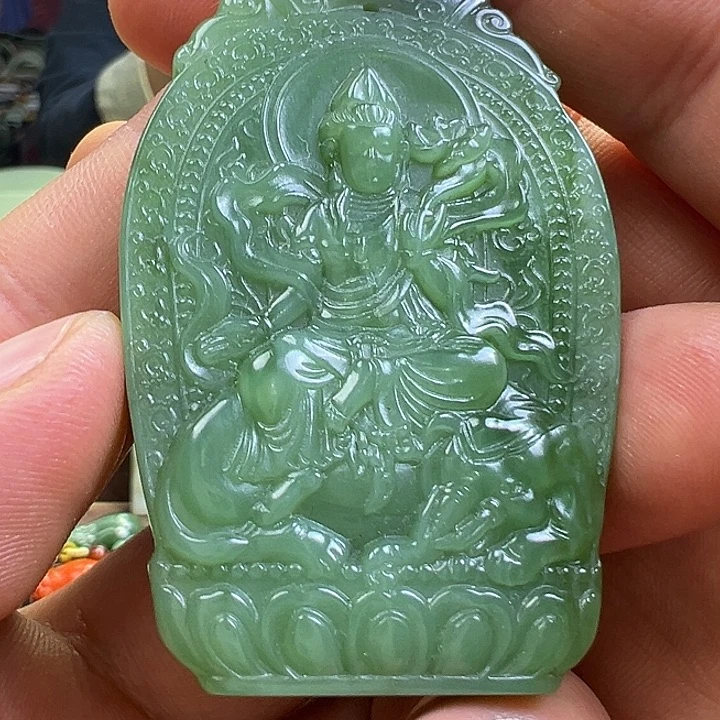 和田玉（碧玉）未镶嵌颈饰碧玉俄料观音平安牌
