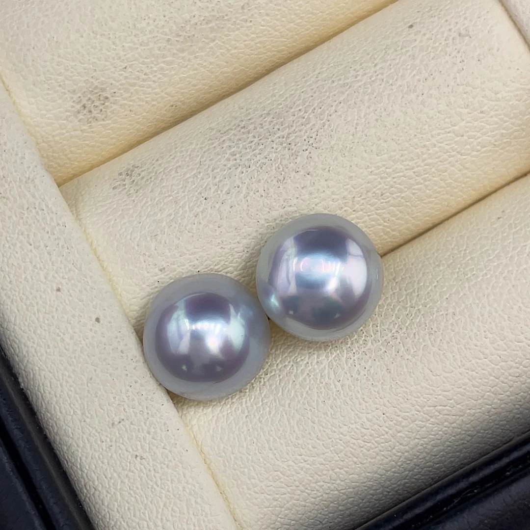 定制海水珍珠未镶嵌裸珠10.4mm银蓝炫彩澳白