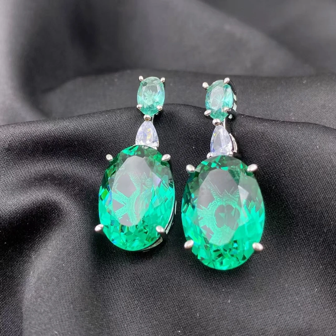 祖母绿轻奢鸽子蛋耳饰C1406（合成培育）