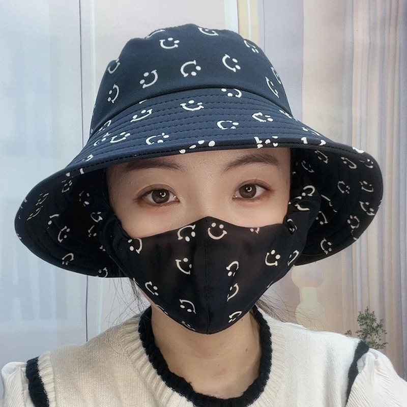 2025新款防晒口罩一体帽子遮阳帽骑行防晒帽子遮脸防紫外线