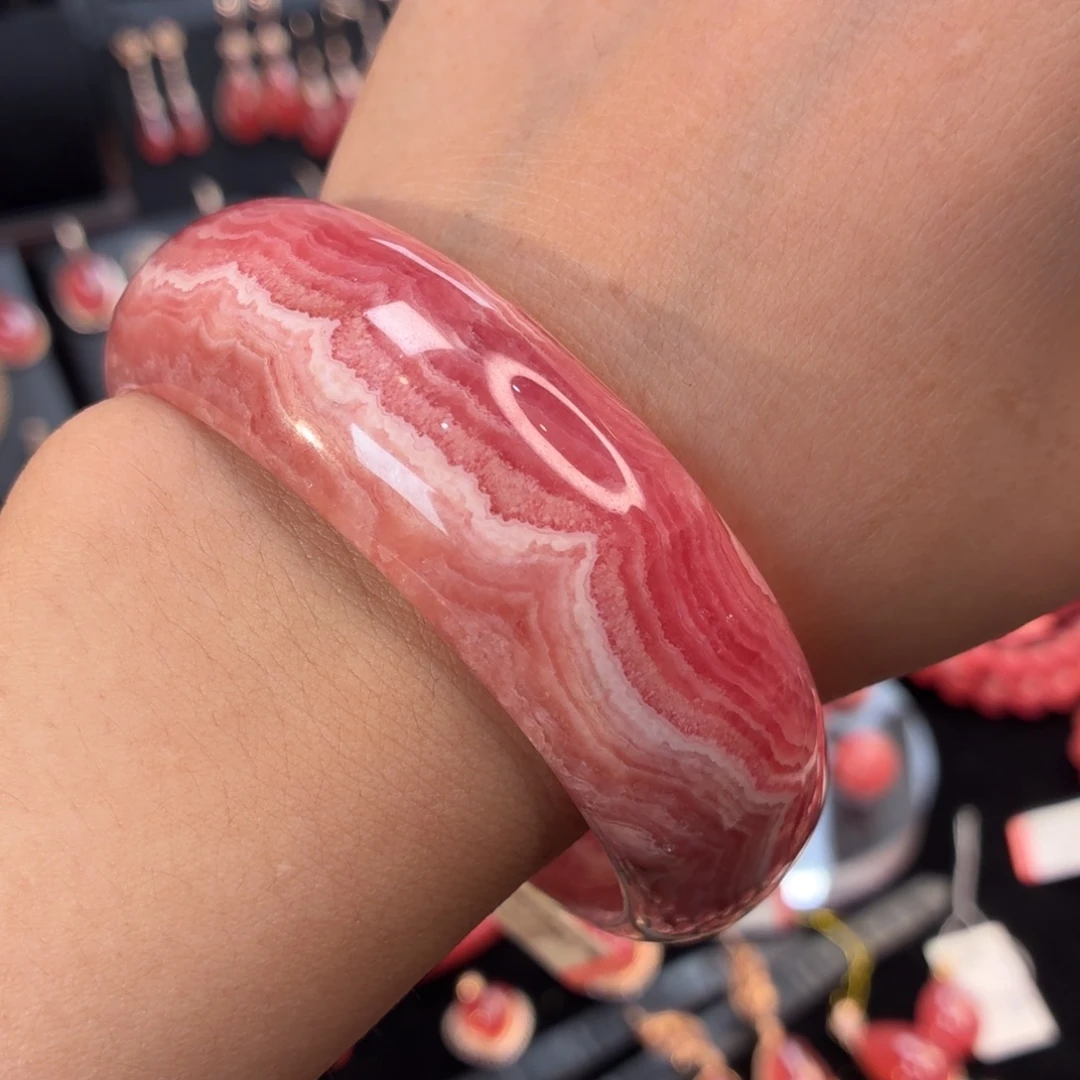 菱锰矿（红纹石）未镶嵌手镯轮胎镯