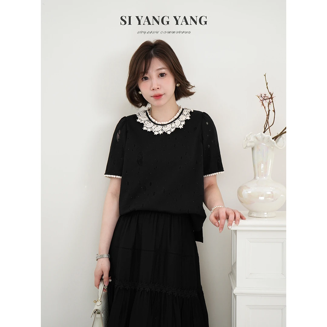 SIYANG不规则冲孔透气新款超柔针织百搭气质T恤SY503A056SYY