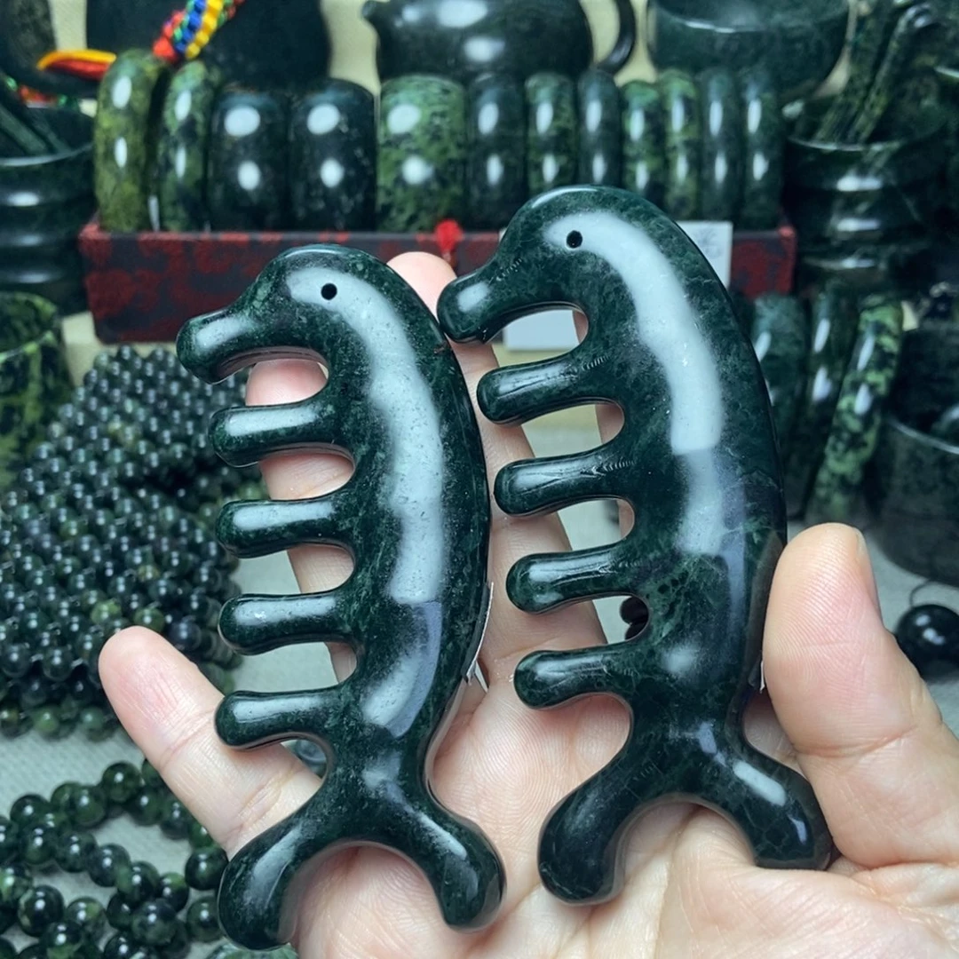 蛇纹石玉未镶嵌经络梳西藏药王石