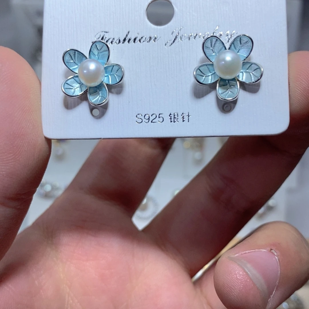 淡水珍珠耳饰银S925镶嵌