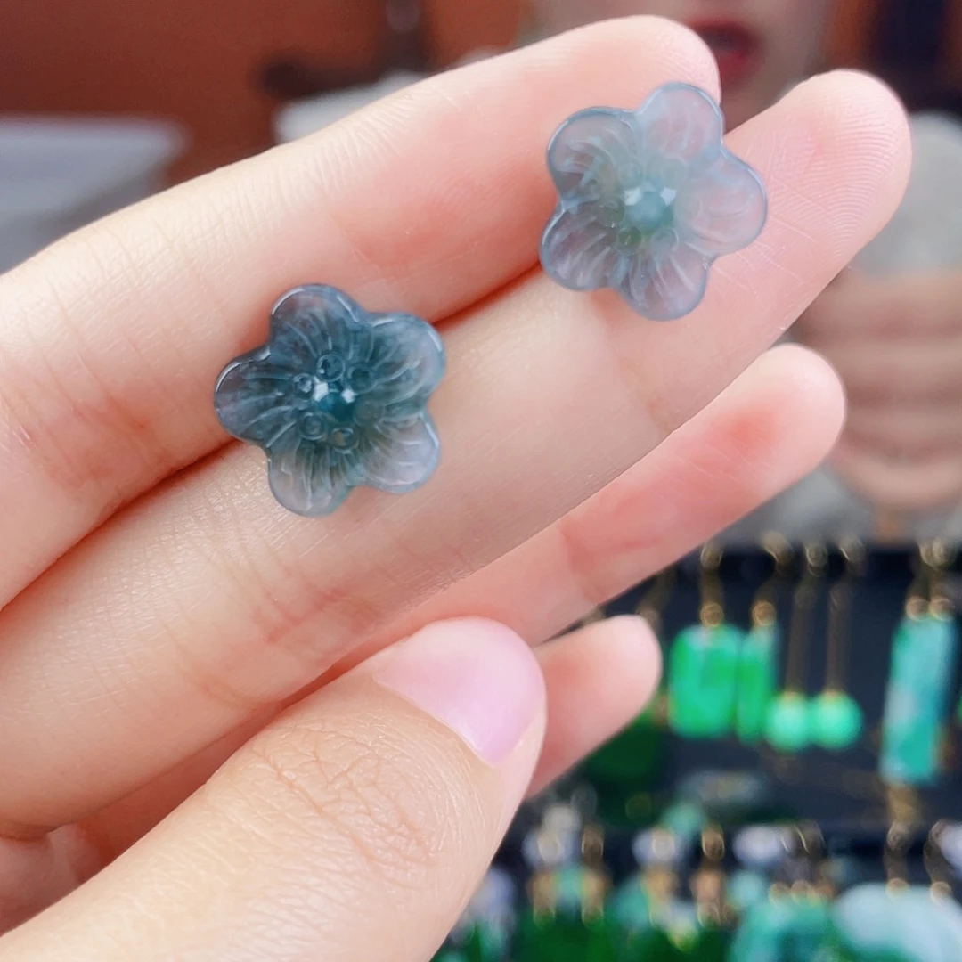 翡翠银S925镶嵌耳饰饰品