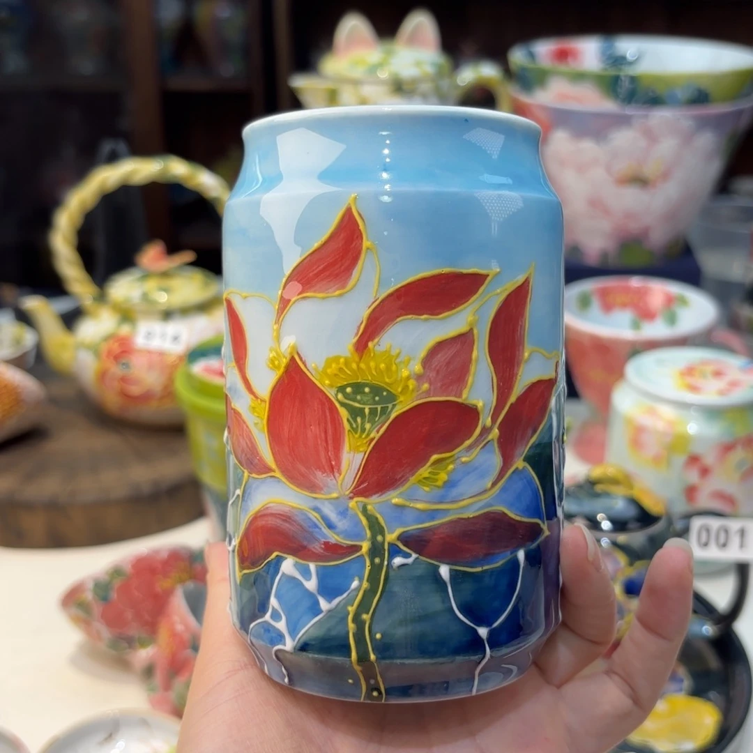 瓷片景德镇手绘高温釉下彩陶瓷茶具