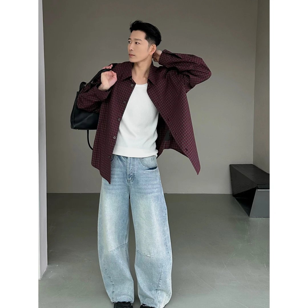 【25春夏】私服/B家花色红格纹廓形衬衫