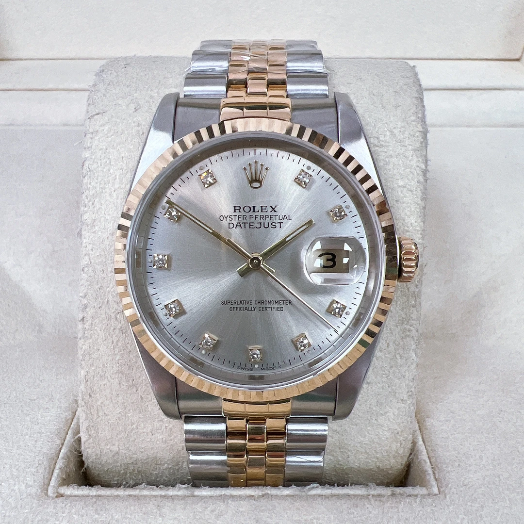 99新 Rolex/劳力士 日志16233/36mm/银盘/原钻/16415/大扣金