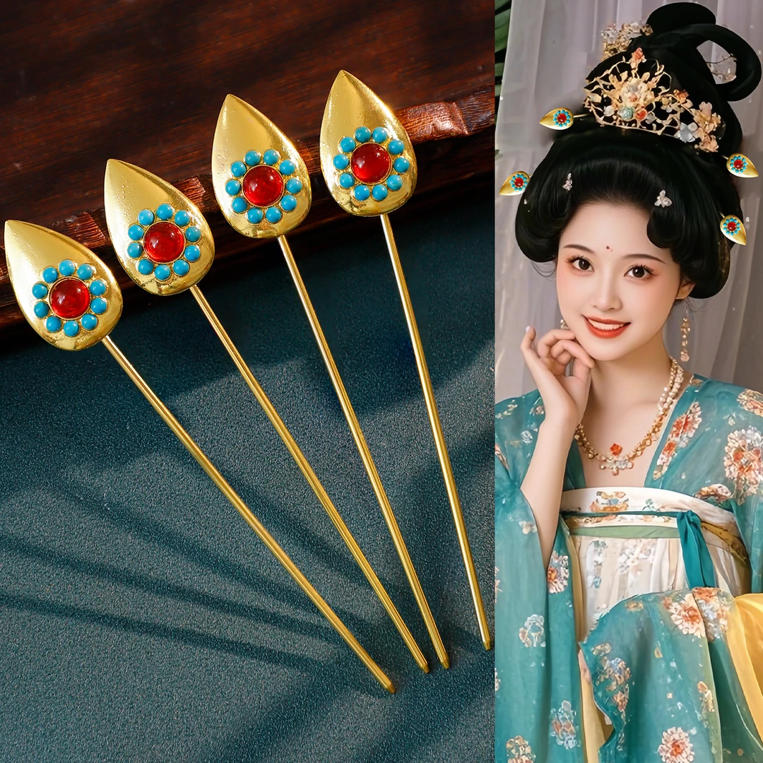 古风汉服发饰百搭气质发簪唐风手工合金头饰复古写真华丽配饰簪子