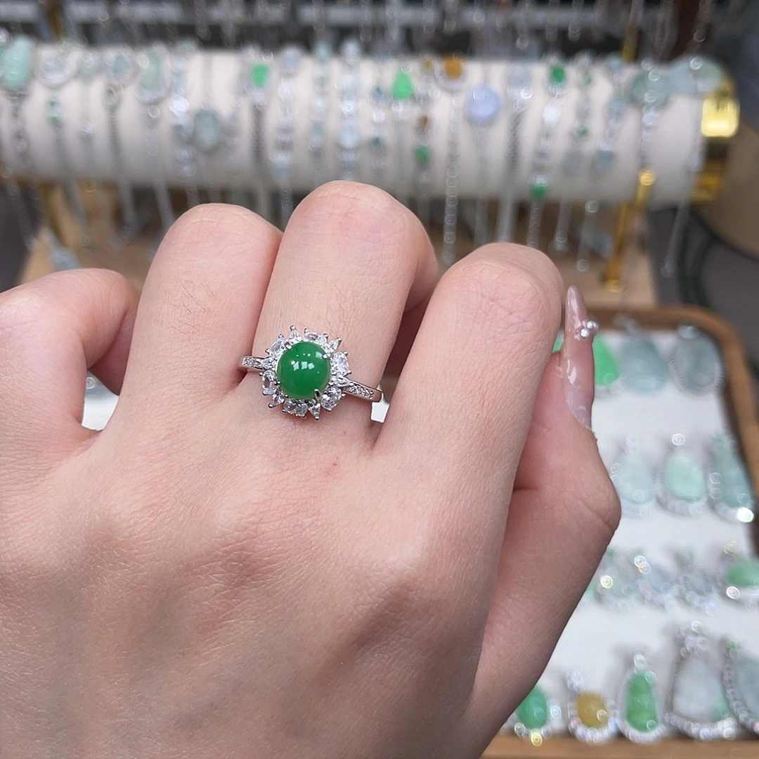 翡翠银S925镶嵌戒指