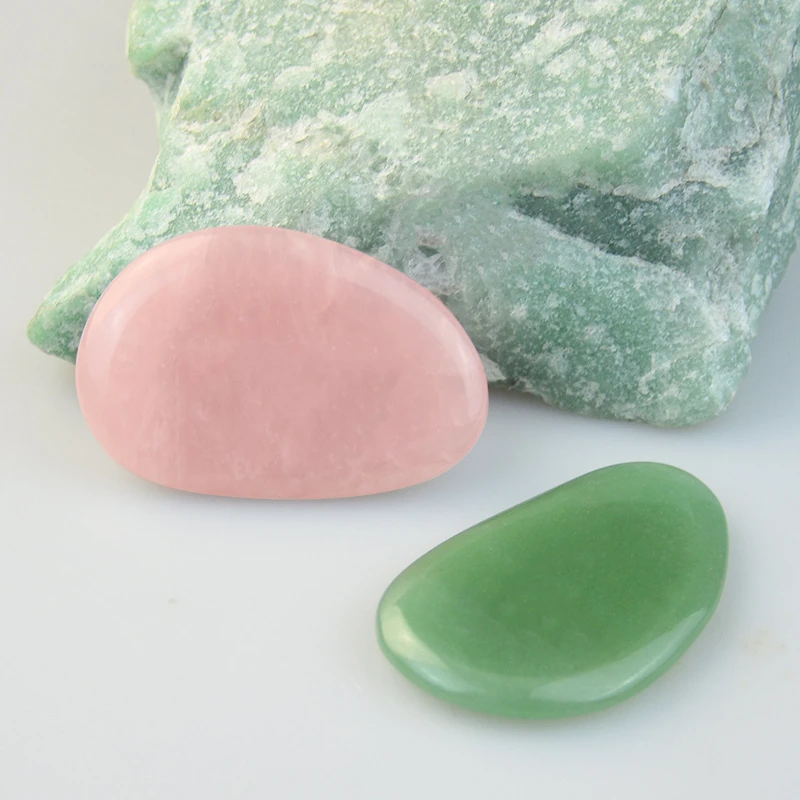 粉晶板面部美容椭圆玉石按摩板东陵玉经络保健按摩器