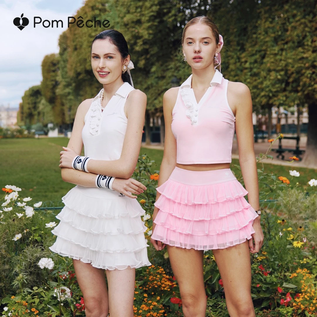 蛋糕裙运动短裙含安全裤网纱跑步马拉松网球羽毛球半身裙PomPeche