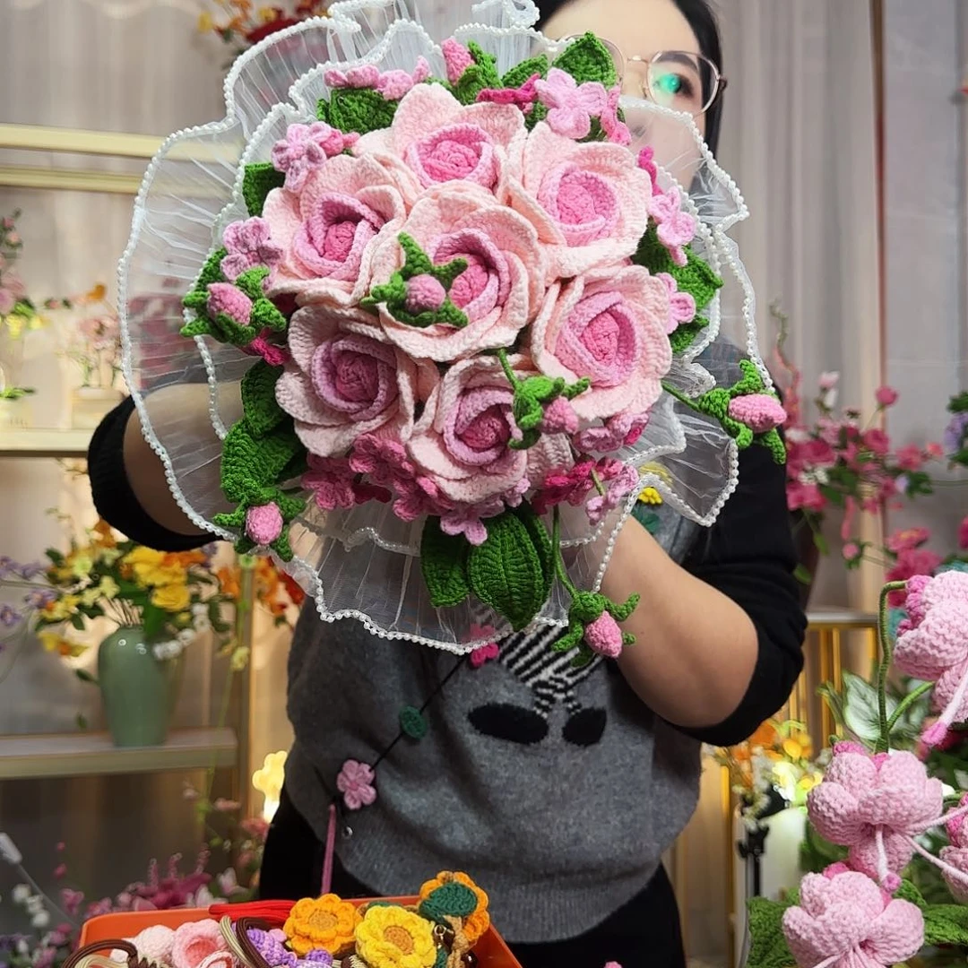 纯手工钩织手工钩织设计花束